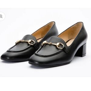 Vinci Leather Delhi Black Leather Block Heel Pump Women Shoe